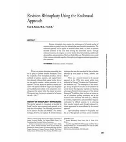 Articles: Revision rhinoplasty using the endonasal approach